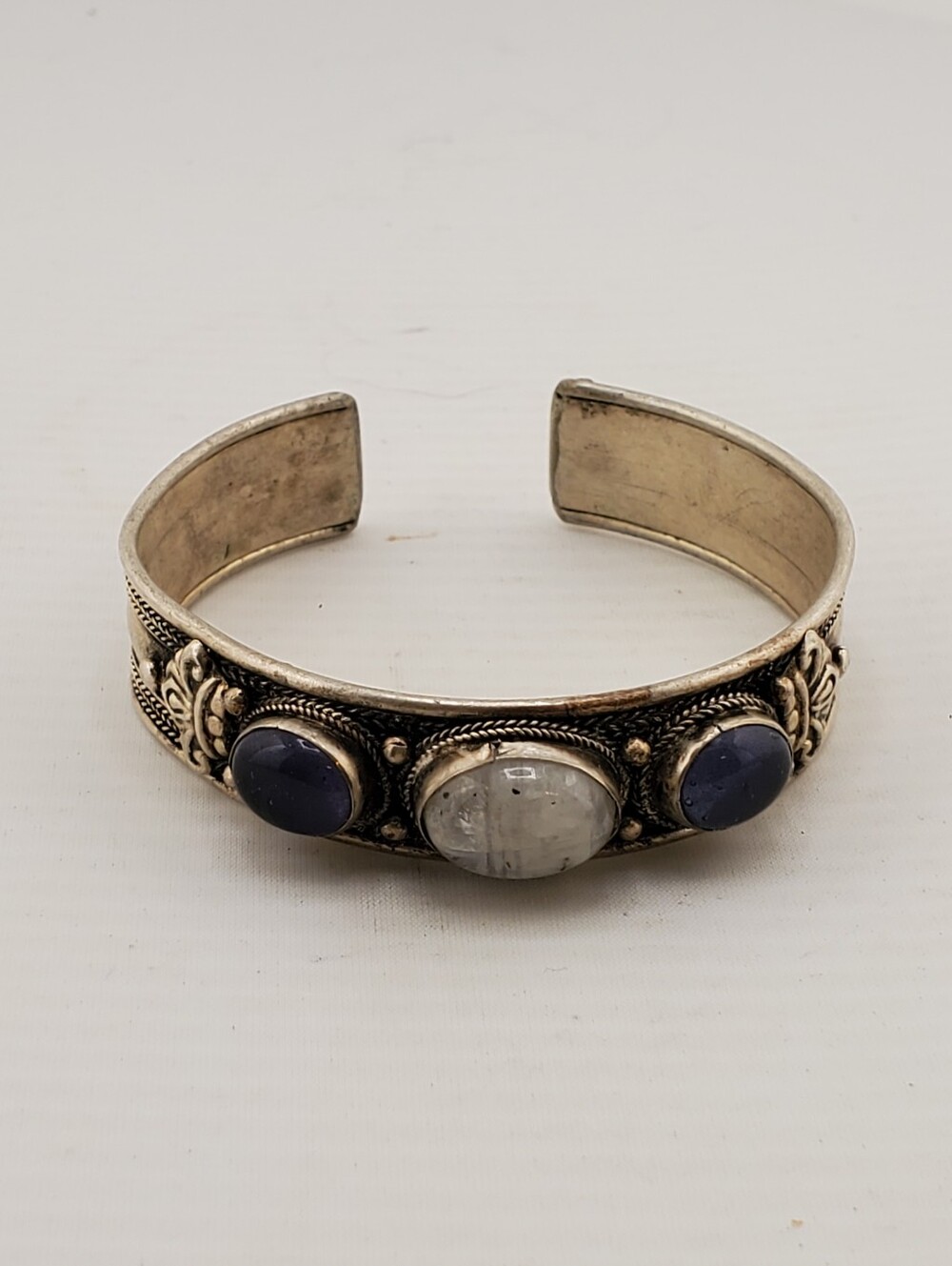 Silver Blue Moonstone Cuff Bracelet